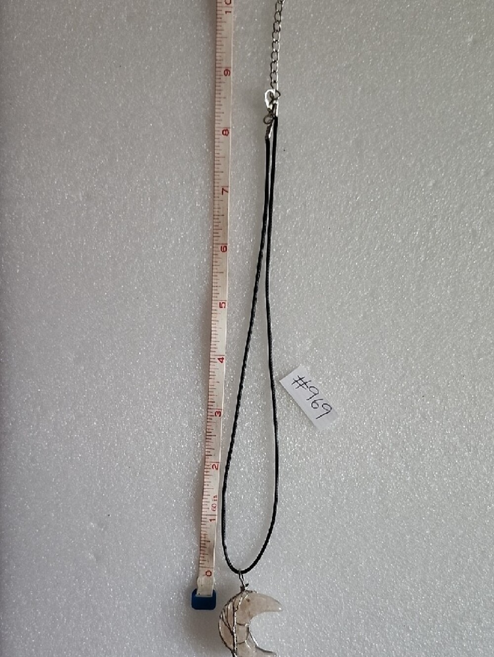 Hand Crafted Crescent Crystal Pendant Necklace - Clear - Picture 8 of 9